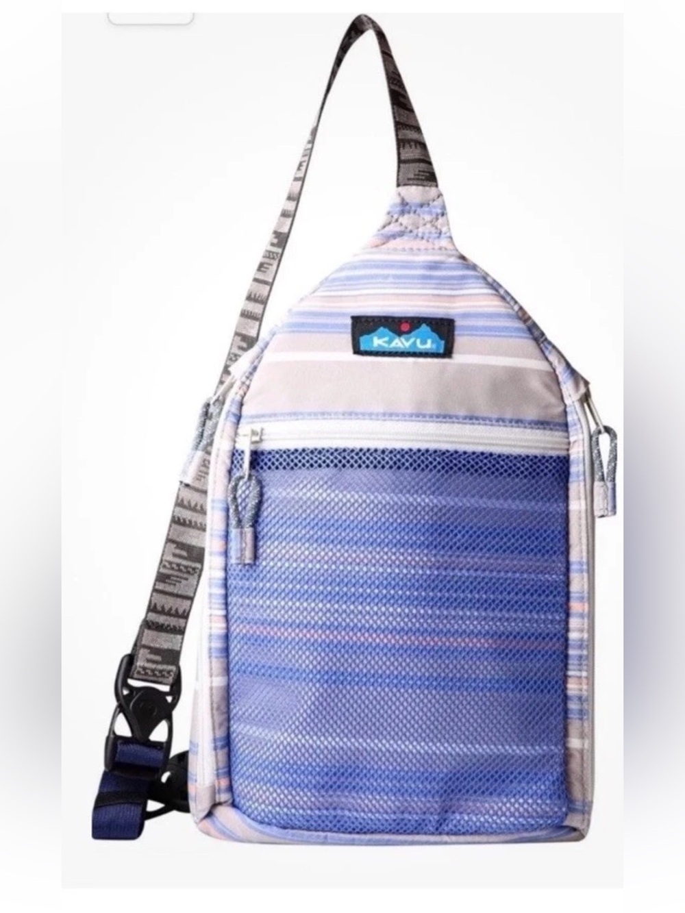 KAVU Yoho Sling Bag Crossbody Backpack Striped Canvas Unused Pastel Pretty